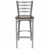 Chivari Ladder Back Bar Stool with Silver Frame and Dark Wood Seat BLMSWDW-ZF-KT