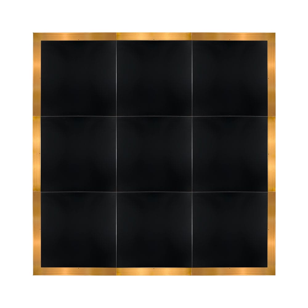 Chivari 12' x 12' Black Portable Dance Floor with Gold Edge Trim DF-12X12-BLKG-KT