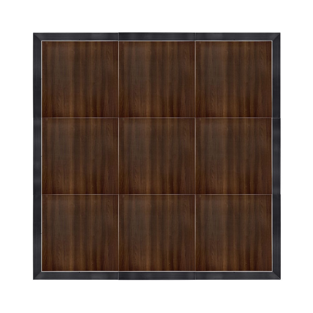Chivari 12' x 12' Fruitwood Portable Dance Floor with Black Edge Trim DF-12X12-FRTB-KT