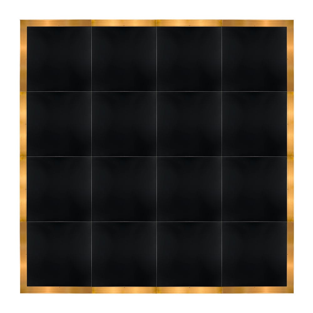 Chivari 16' x 16' Black Portable Dance Floor with Gold Edge Trim DF-16X16-BLKG-KT