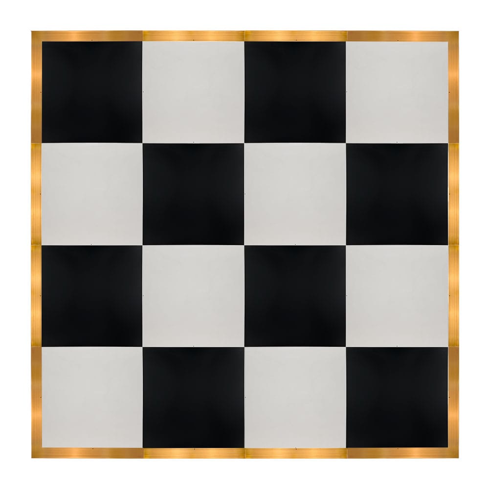 Chivari 16' x 16' Black & White Portable Dance Floor with Gold Edge Trim DF-16X16-BLKWHTG-KT