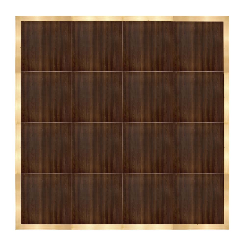Chivari 16' x 16' Fruitwood Portable Dance Floor with Classic Gold Edge Trim DF-16X16-FRTCG-KT