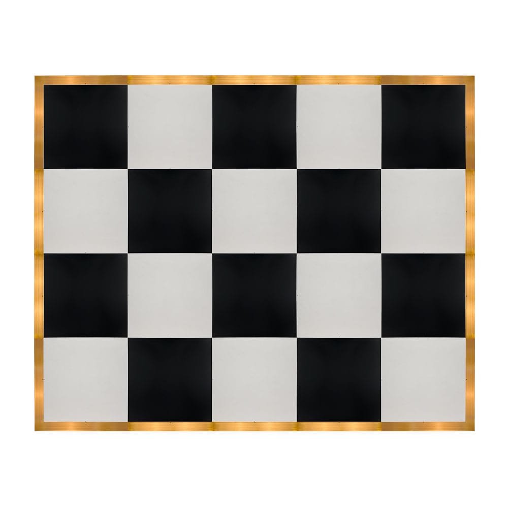 Chivari 16' x 20' Black & White Portable Dance Floor with Gold Edge Trim DF-16X20-BLKWHTG-KT