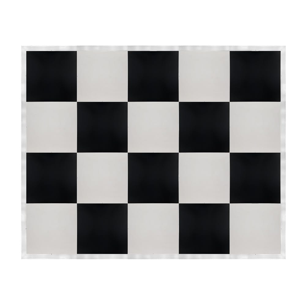 Chivari 16' x 20' Black & White Portable Dance Floor with Silver Edge Trim DF-16X20-BLKWHTS-KT