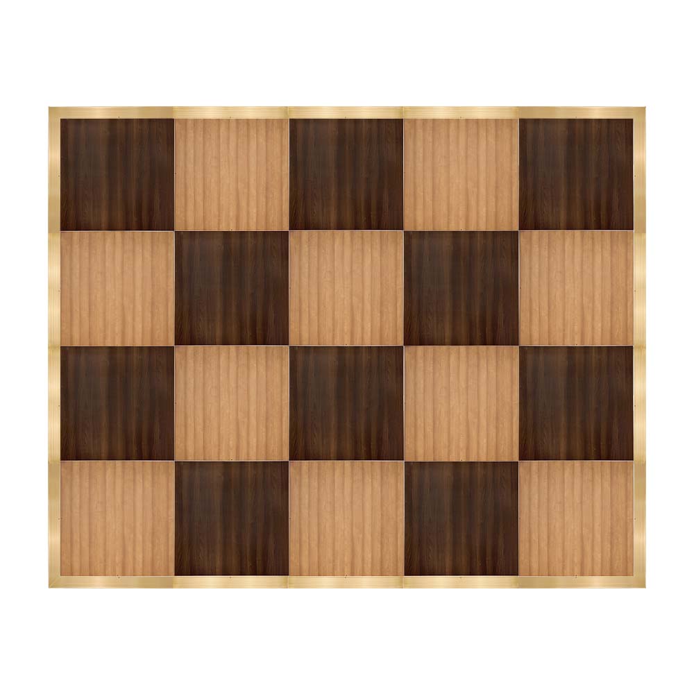 Chivari 16' x 20' Chestnut & Fruitwood Portable Dance Floor with Classic Gold Edge Trim DF-16X20-CHTFRTCG-KT