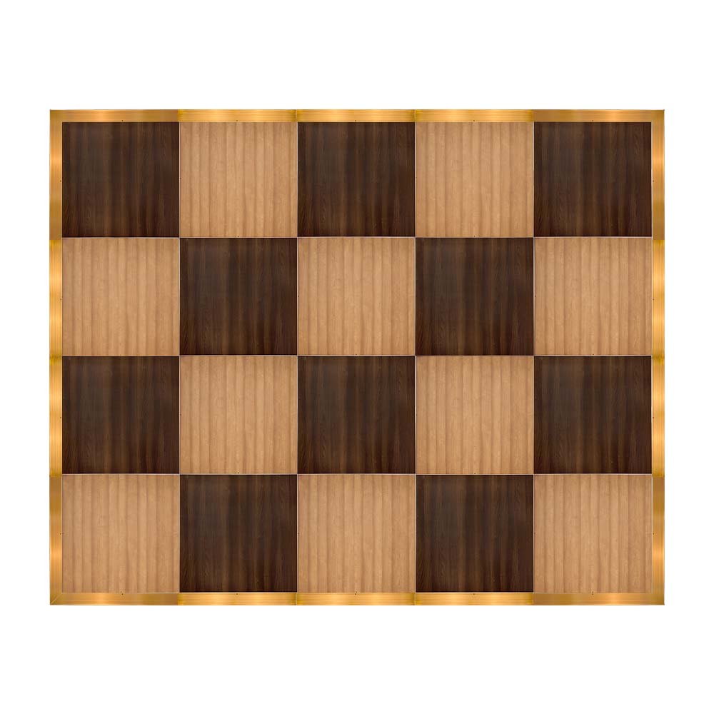 Chivari 16' x 20' Fruitwood & Chestnut Portable Dance Floor with Gold Edge Trim DF-16X20-CHTFRTG-KT