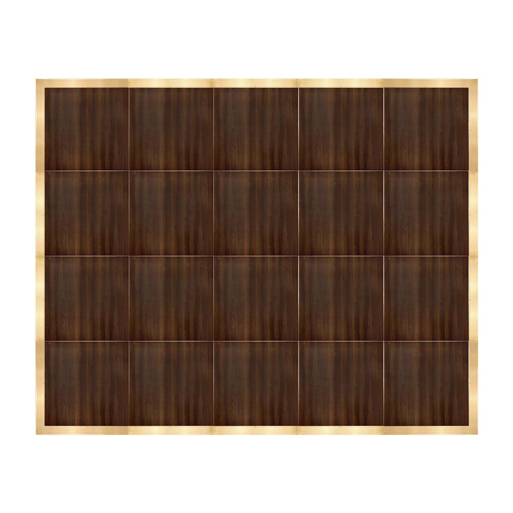 Chivari 16' x 20' Fruitwood Portable Dance Floor with Classic Gold Edge Trim DF-16X20-FRTCG-KT