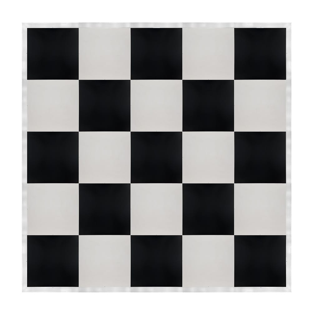 Chivari 20' x 20' Black & White Portable Dance Floor with Silver Edge Trim DF-20X20-BLKWHTS-KT