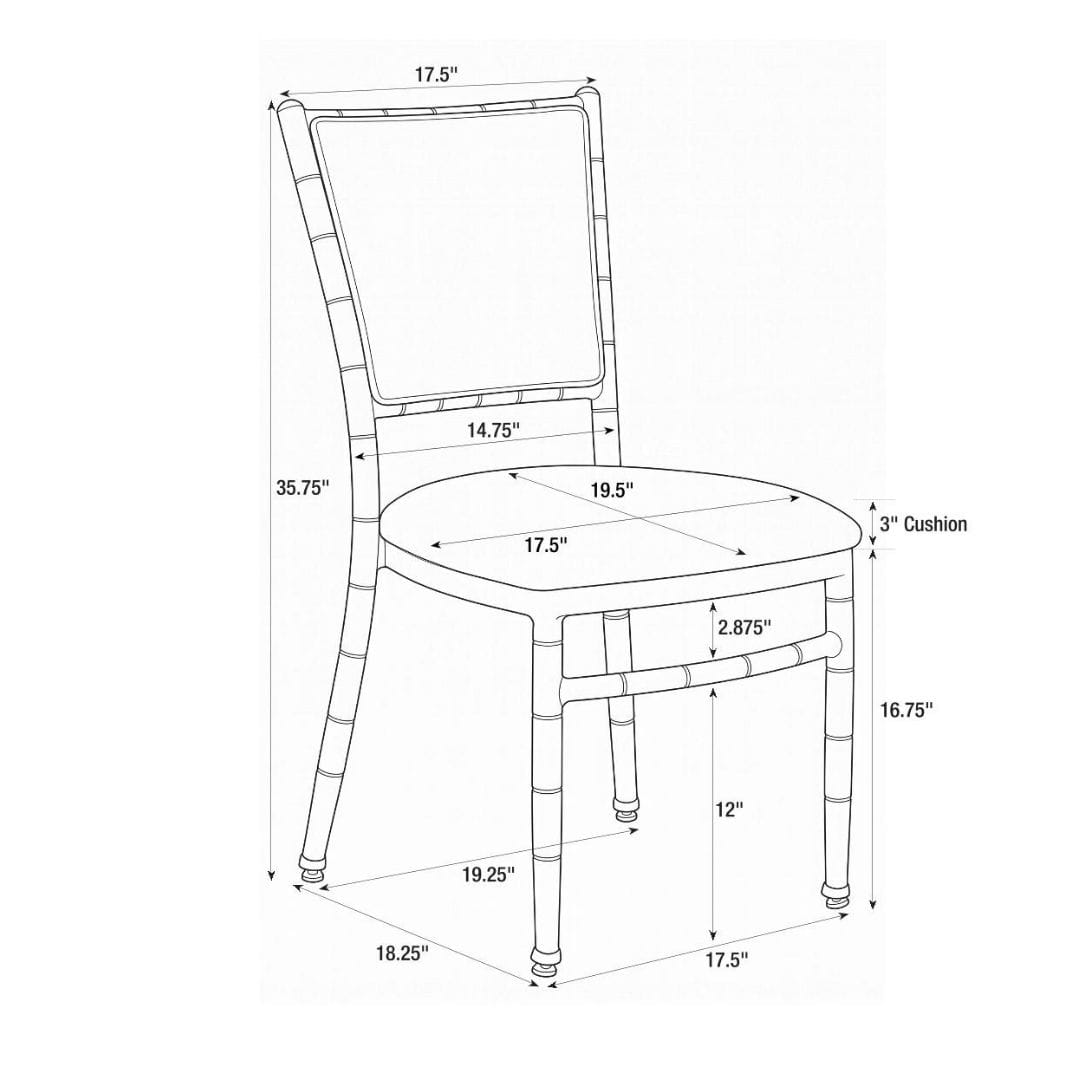 Lusso Luxury Chairs Chiavari 2.0 Diamante Metallic Silver Aluminum Diamond Back Chair with Silicone Cushion CDA2S-AX
