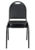Chivari Black Vinyl Silver Steel Frame Dome Back Banquet Chair CQDVBS-ZF-T