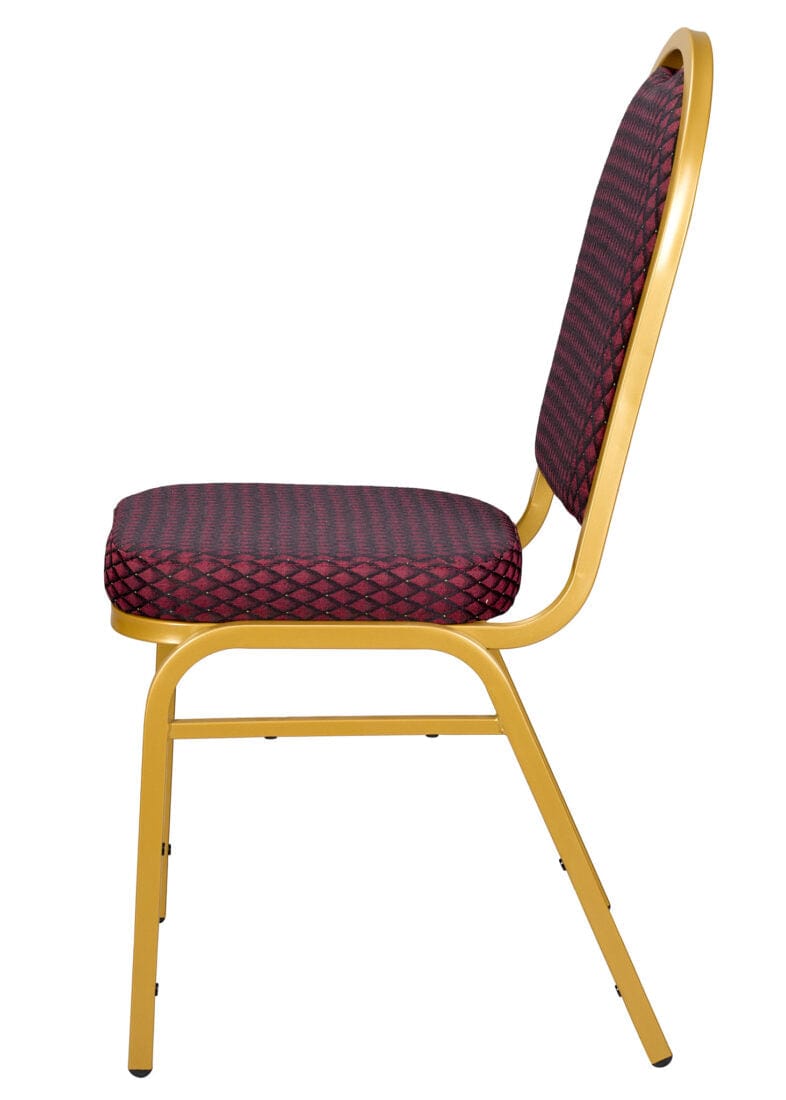 Chivari Burgundy Patterned Fabric Gold Steel Frame Dome Back Banquet Chair CQDFBU-ZF-T