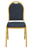 Chivari Navy Blue Patterned Fabric Gold Steel Frame Dome Back Banquet Chair CQDFBLU-ZF-T