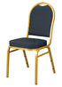 Chivari Navy Blue Patterned Fabric Gold Steel Frame Dome Back Banquet Chair CQDFBLU-ZF-T