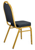 Chivari Navy Blue Patterned Fabric Gold Steel Frame Dome Back Banquet Chair CQDFBLU-ZF-T