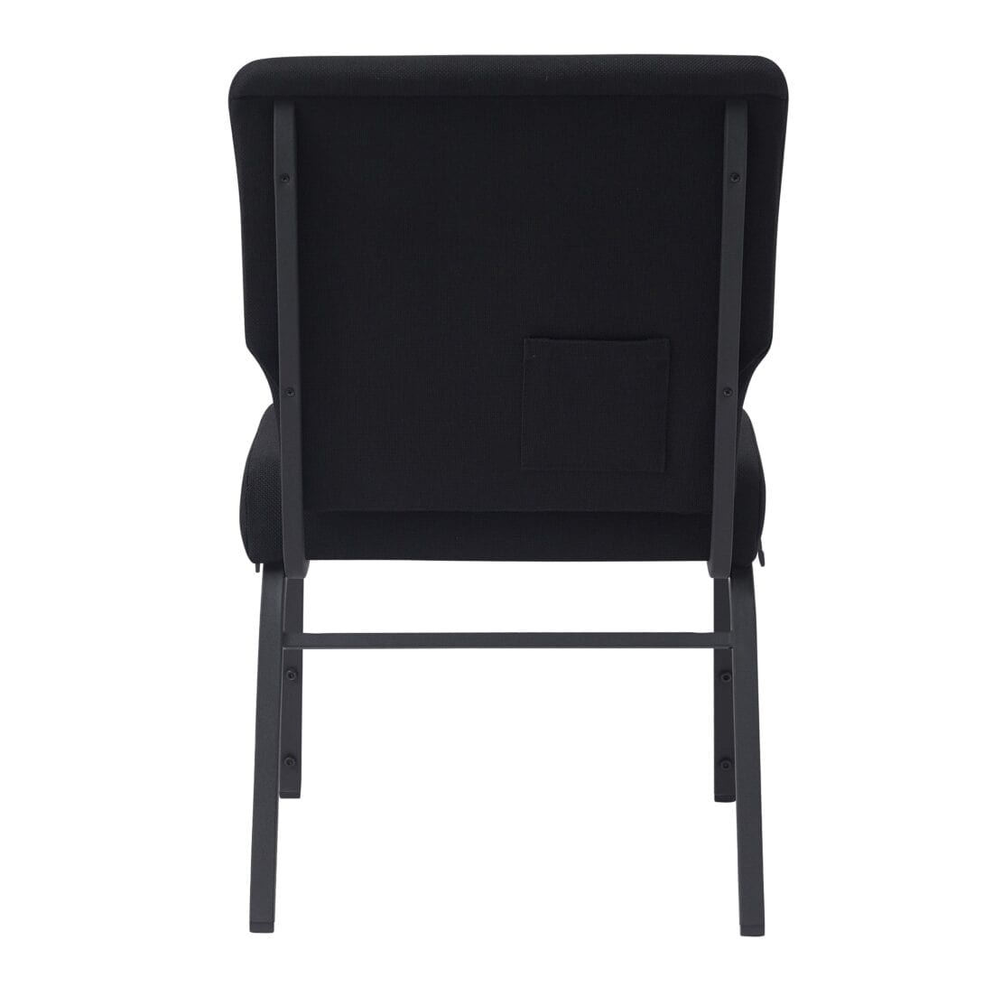 Chivari Black Fabric Church Chair with Full Back 20.5" Wide Black Steel Frame CH20FBB-ZF-T