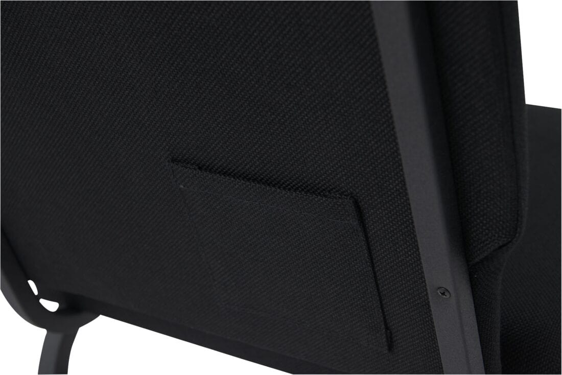 Chivari Black Fabric Church Chair with Full Back 20.5" Wide Black Steel Frame CH20FBB-ZF-T