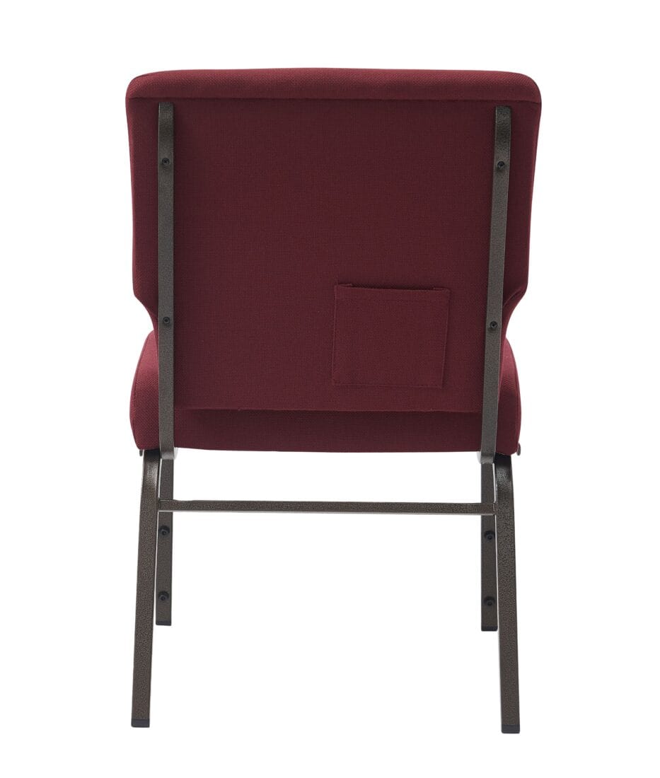 Chivari Maroon Fabric Church Chair with Full Back 20.5" Wide Gold Vein Steel Frame CH20FMGV-ZF-T