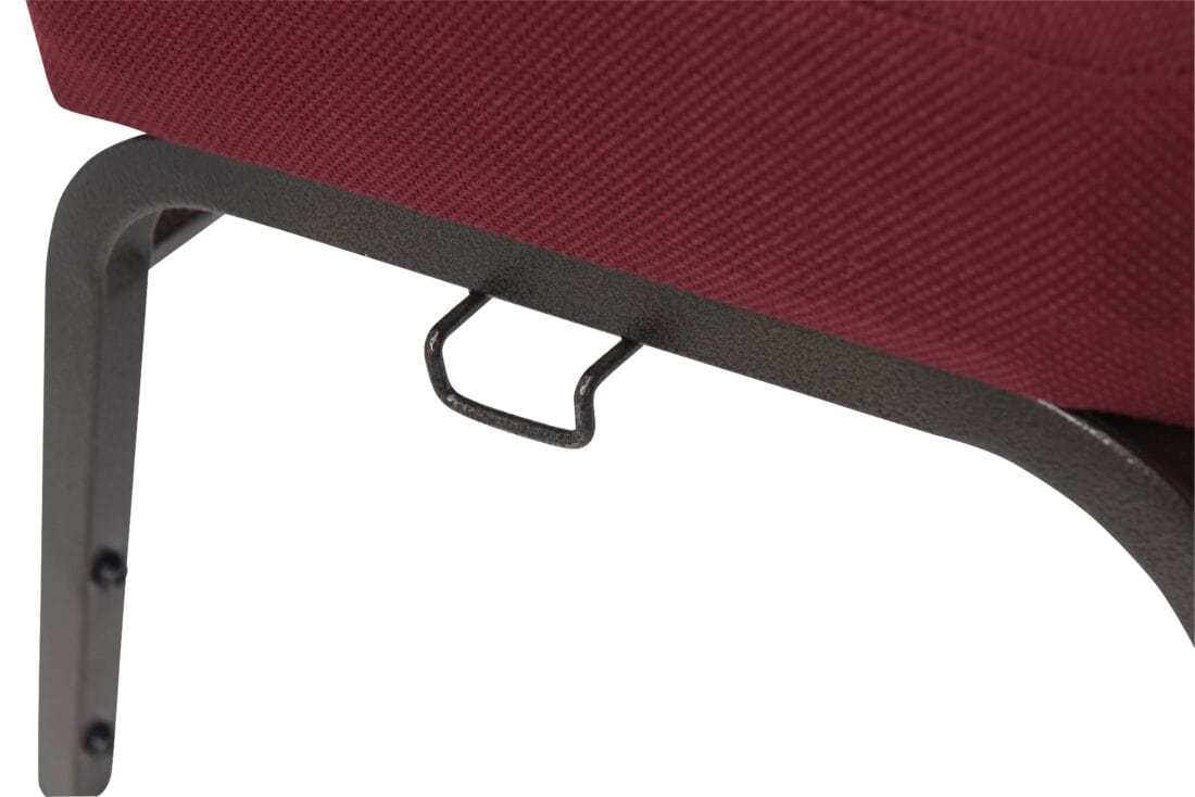 Chivari Maroon Fabric Church Chair with Full Back 20.5" Wide Gold Vein Steel Frame CH20FMGV-ZF-T