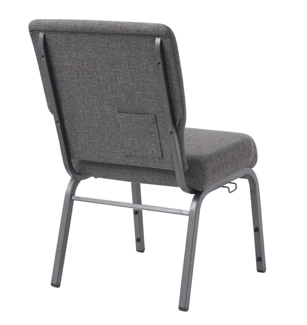 Chivari Gray Fabric Church Chair with Full Back 20.5" Wide Silver Vein Steel Frame CH20FGRSV-ZF-T