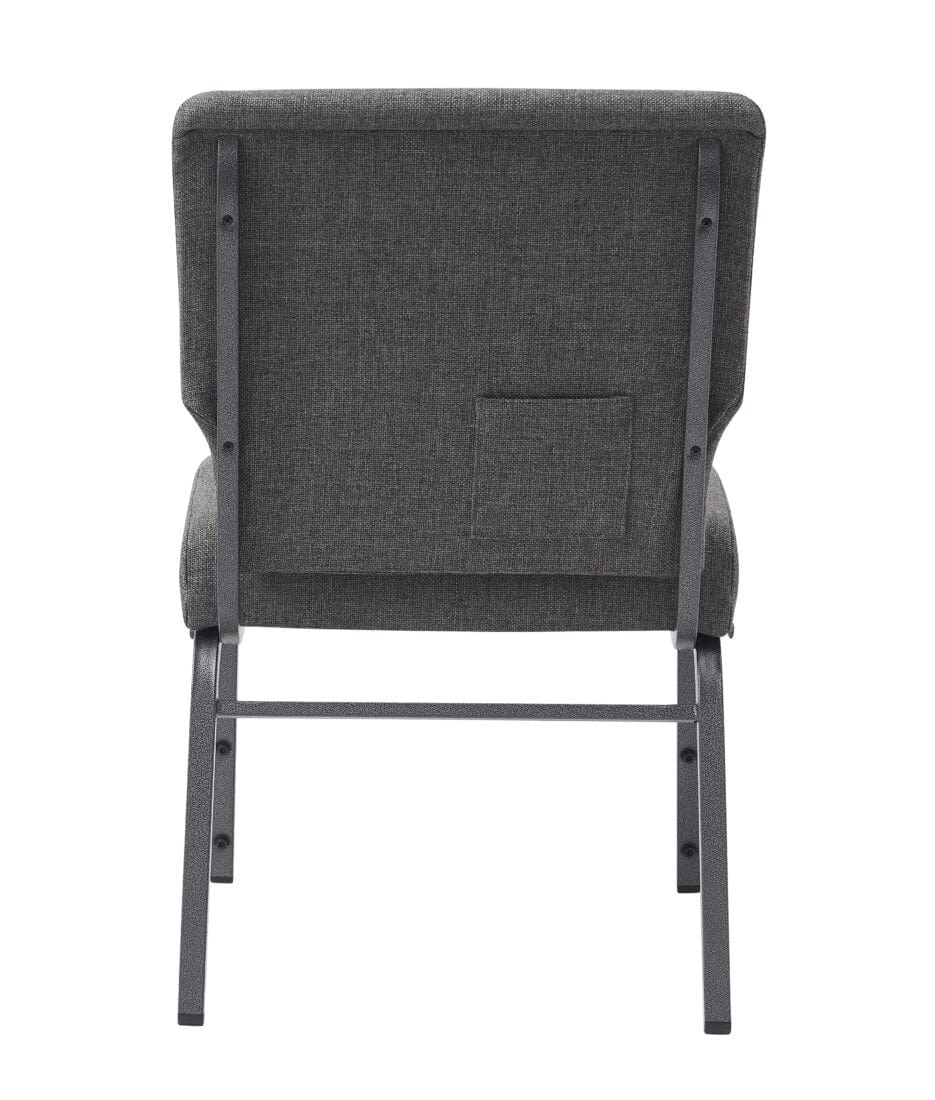 Chivari Gray Fabric Church Chair with Full Back 20.5" Wide Silver Vein Steel Frame CH20FGRSV-ZF-T