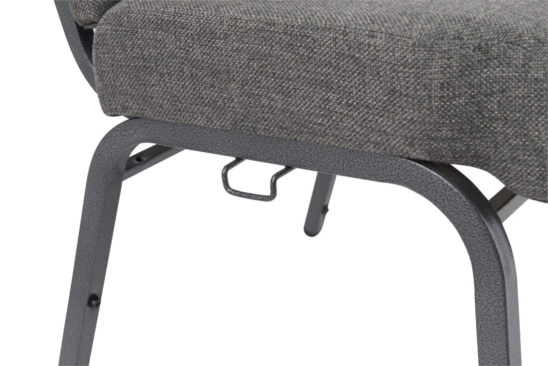 Chivari Gray Fabric Church Chair with Full Back 20.5" Wide Silver Vein Steel Frame CH20FGRSV-ZF-T