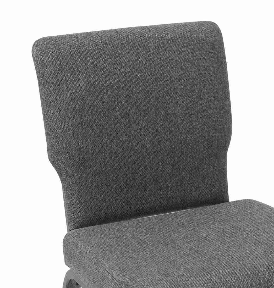 Chivari Gray Fabric Church Chair with Full Back 20.5" Wide Silver Vein Steel Frame CH20FGRSV-ZF-T