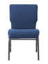 Chivari Indigo Fabric Church Chair with Full Back 20.5" Wide Silver Vein Steel Frame CH20FISV-ZF-T