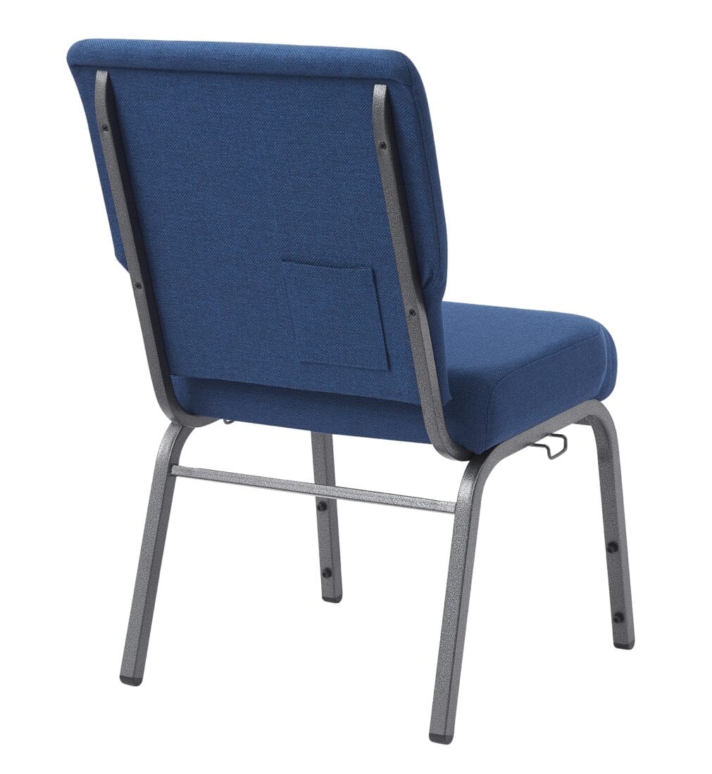 Chivari Indigo Fabric Church Chair with Full Back 20.5" Wide Silver Vein Steel Frame CH20FISV-ZF-T
