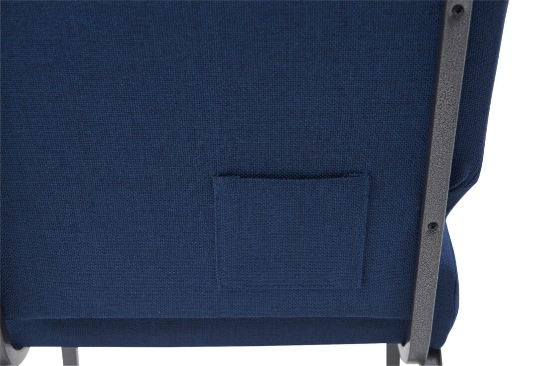 Chivari Indigo Fabric Church Chair with Full Back 20.5" Wide Silver Vein Steel Frame CH20FISV-ZF-T