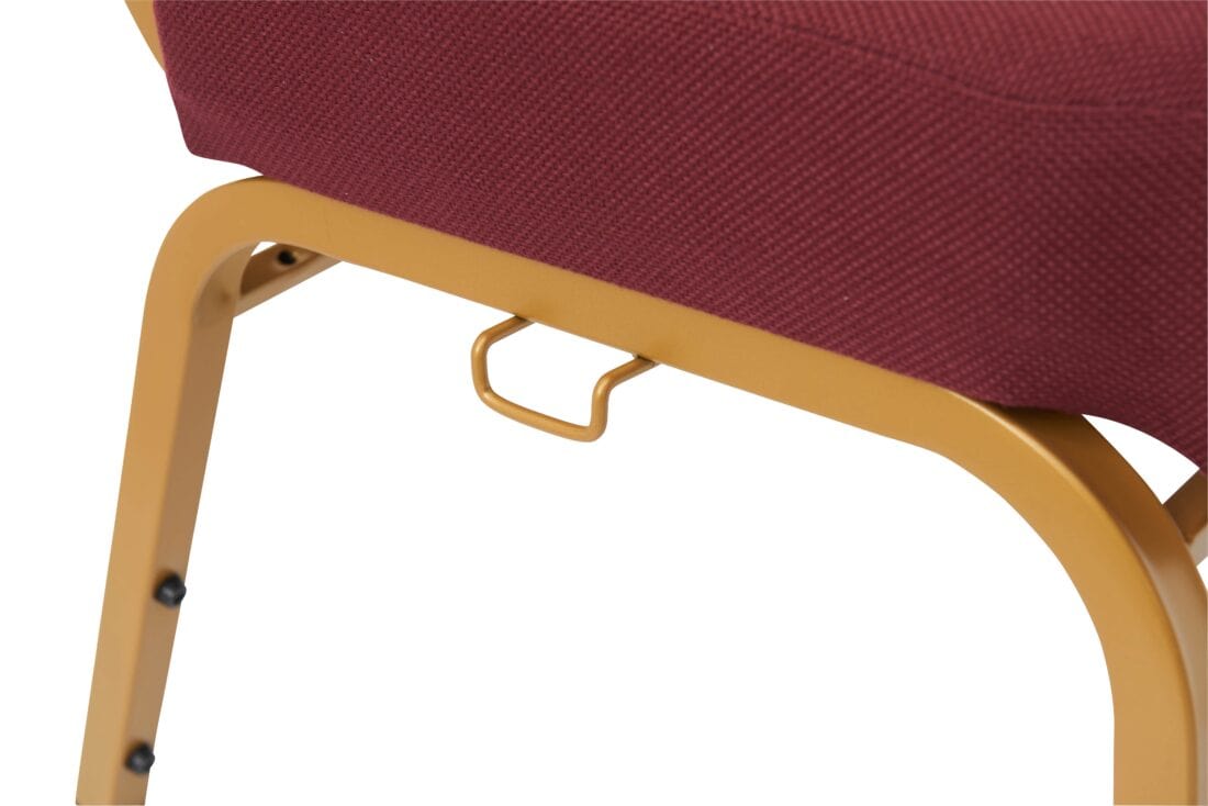 Chivari Maroon Fabric Church Chair with Full Back 20.5" Wide Gold Steel Frame CH20FMG-ZF-T