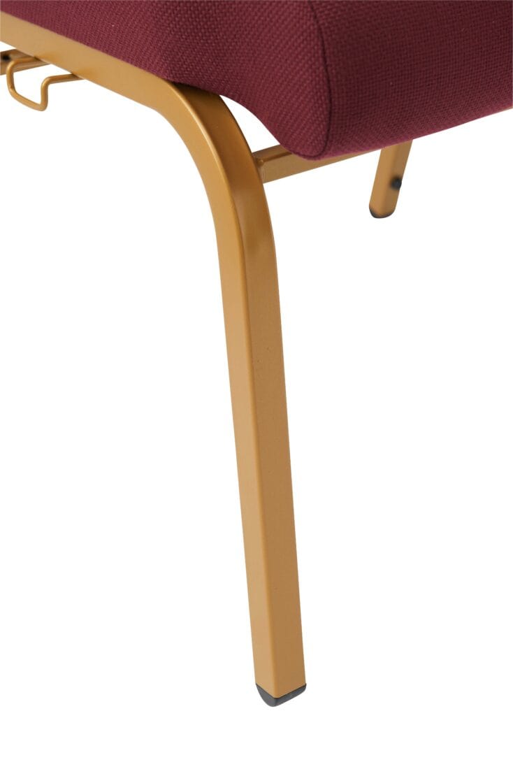Chivari Maroon Fabric Church Chair with Full Back 20.5" Wide Gold Steel Frame CH20FMG-ZF-T