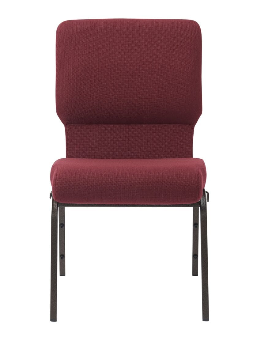 Chivari Maroon Fabric Church Chair with Cut-Away Back 18.5" Wide Gold Vein Steel Frame CH18MGV-ZF-T