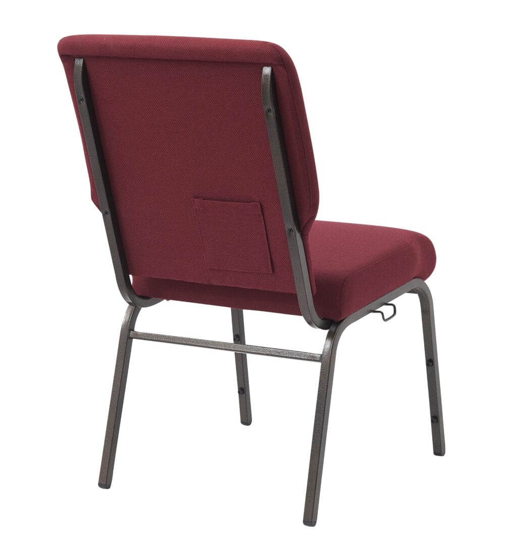 Chivari Maroon Fabric Church Chair with Cut-Away Back 18.5" Wide Gold Vein Steel Frame CH18MGV-ZF-T