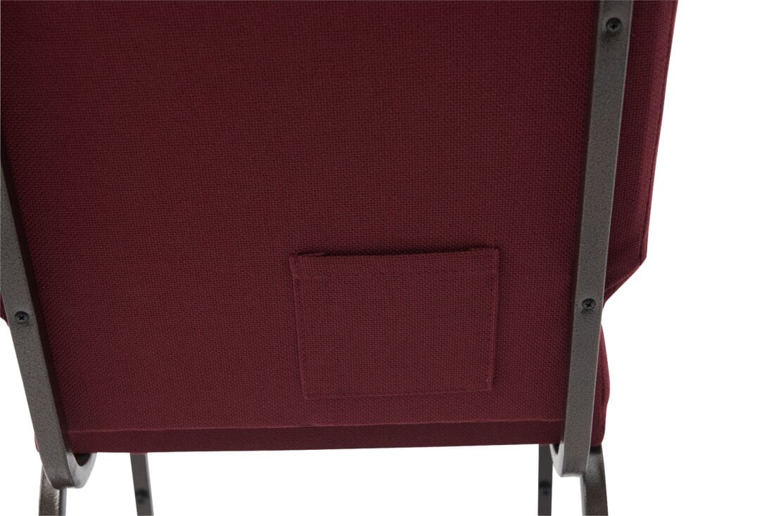 Chivari Maroon Fabric Church Chair with Cut-Away Back 18.5" Wide Gold Vein Steel Frame CH18MGV-ZF-T
