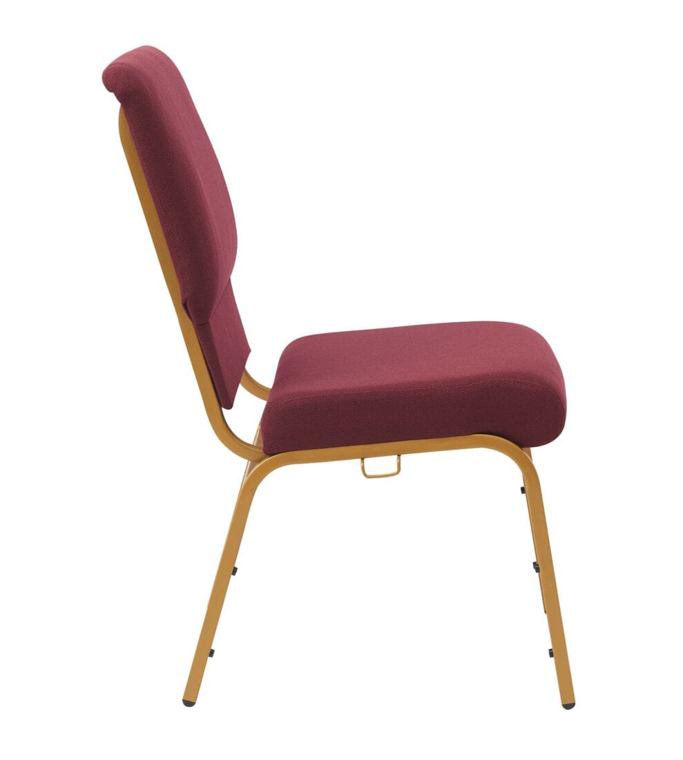 Chivari Maroon Fabric Church Chair with Cut-Away Back 18.5" Wide Gold Steel Frame CH18MG-ZF-T