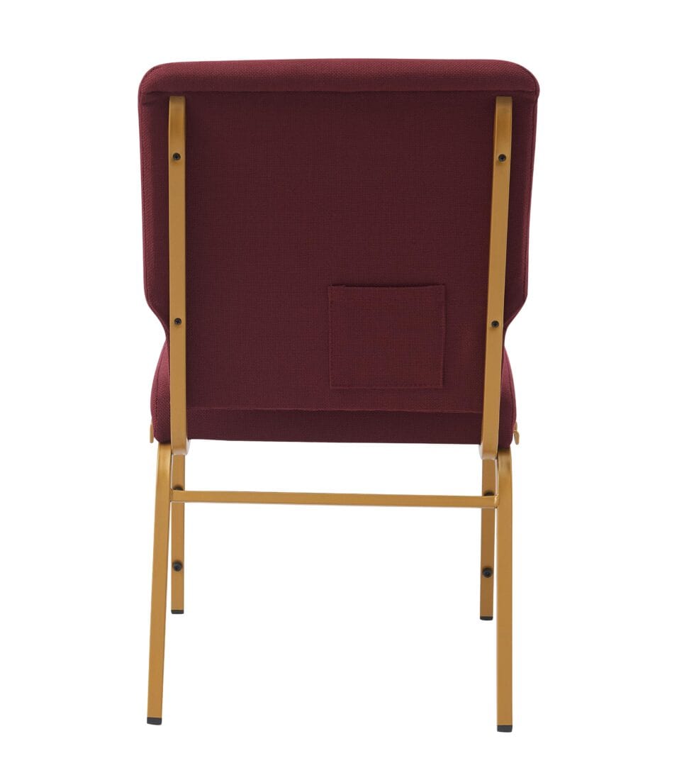 Chivari Maroon Fabric Church Chair with Cut-Away Back 18.5" Wide Gold Steel Frame CH18MG-ZF-T