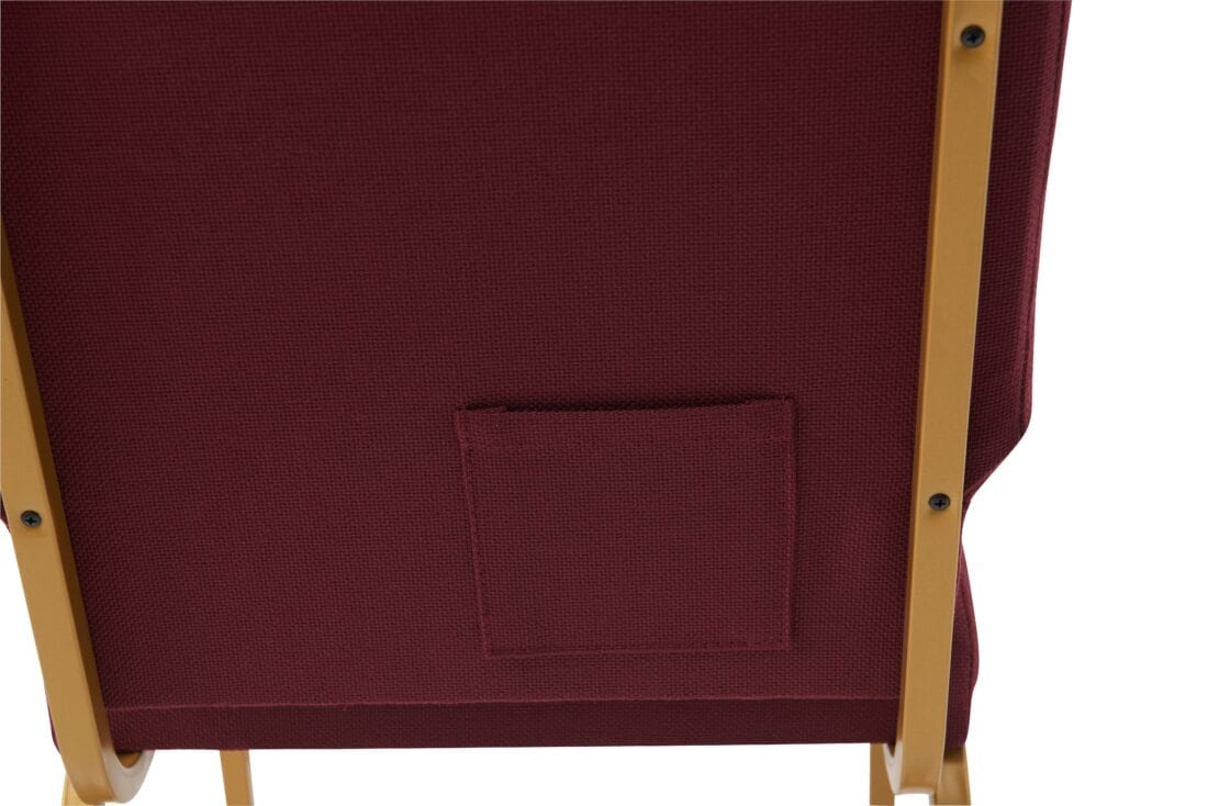 Chivari Maroon Fabric Church Chair with Cut-Away Back 18.5" Wide Gold Steel Frame CH18MG-ZF-T
