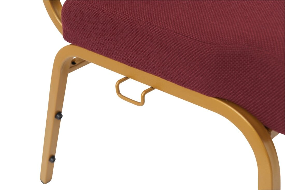 Chivari Maroon Fabric Church Chair with Cut-Away Back 18.5" Wide Gold Steel Frame CH18MG-ZF-T