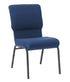 Chivari Indigo Fabric Church Chair with Cut-Away Back 18.5" Wide Silver Vein Steel Frame CH18INSV-ZF-T