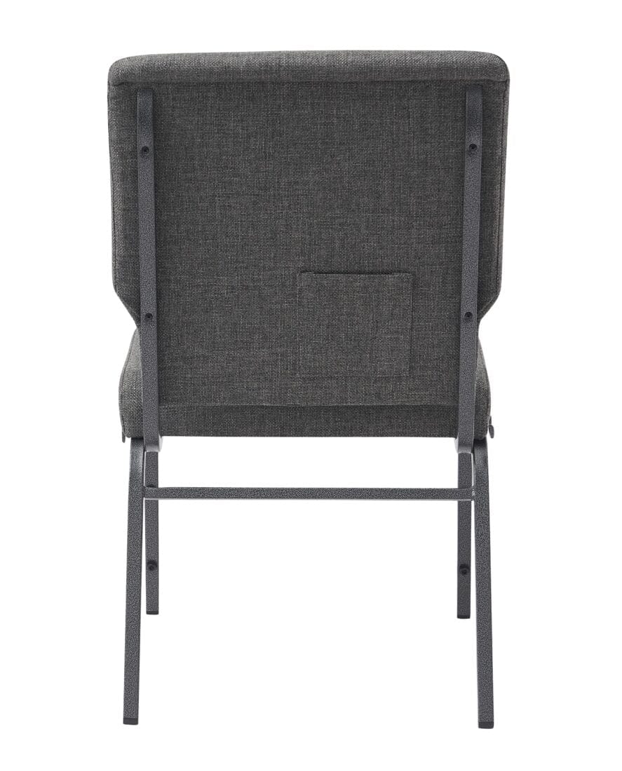 Chivari Gray Fabric Church Chair with Cut-Away Back 18.5" Wide Silver Vein Steel Frame CH18GRSV-ZF-T