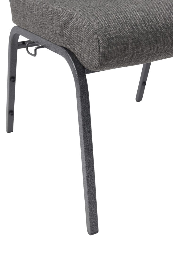 Chivari Gray Fabric Church Chair with Cut-Away Back 18.5" Wide Silver Vein Steel Frame CH18GRSV-ZF-T