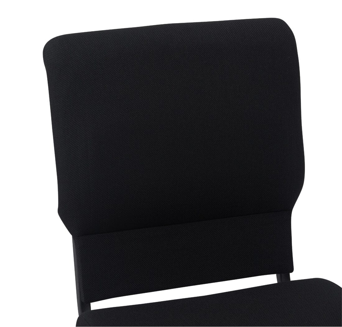 Chivari Black Fabric Church Chair with Cut-Away Back 18.5" Wide Black Steel Frame CH18BB-ZF-T