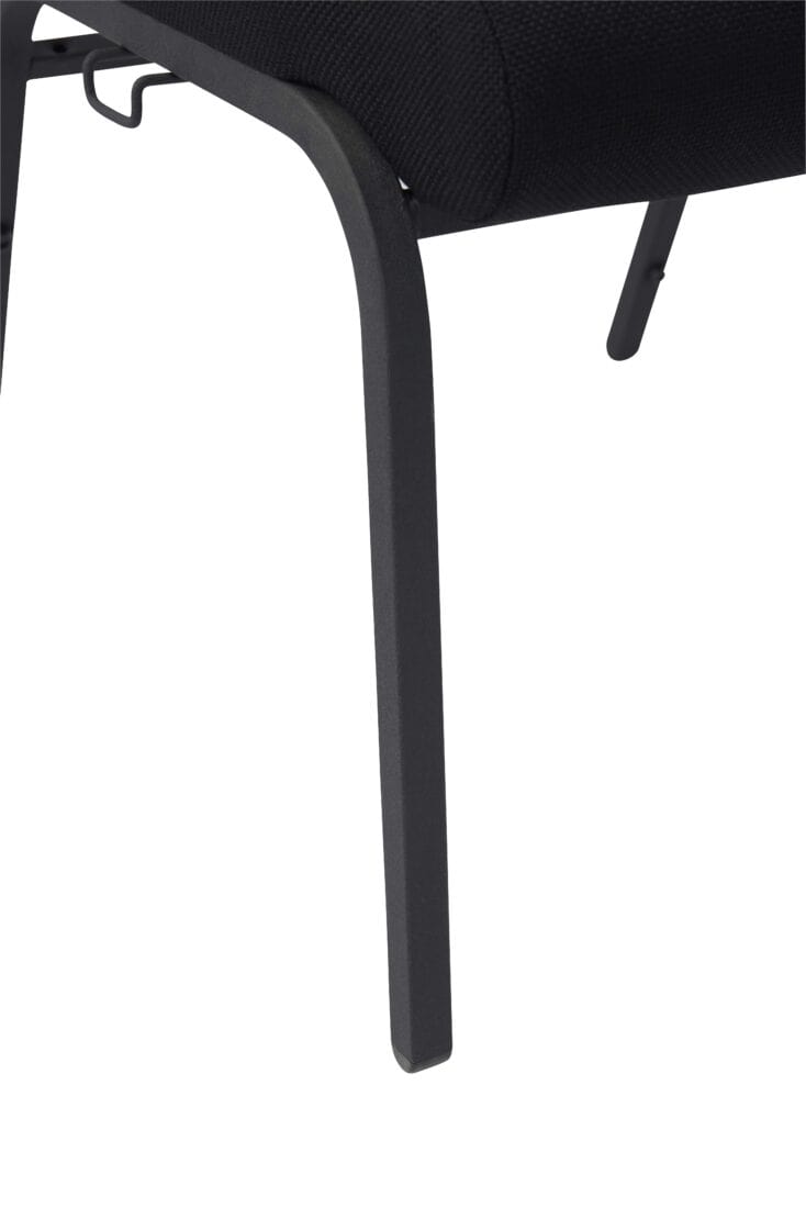 Chivari Black Fabric Church Chair with Cut-Away Back 18.5" Wide Black Steel Frame CH18BB-ZF-T