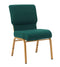 Chivari Green Fabric Church Chair with Cut-Away Back 20.5" Wide Gold Steel Frame CH20GNG-ZF-T