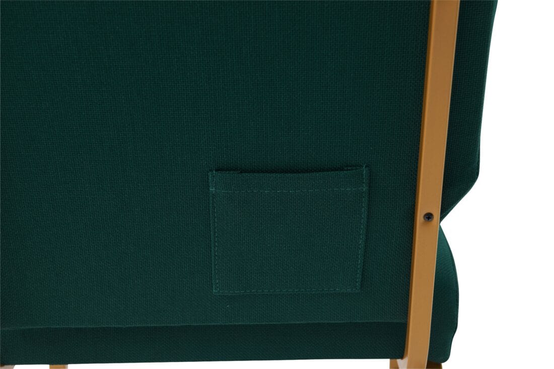 Chivari Green Fabric Church Chair with Cut-Away Back 20.5" Wide Gold Steel Frame CH20GNG-ZF-T