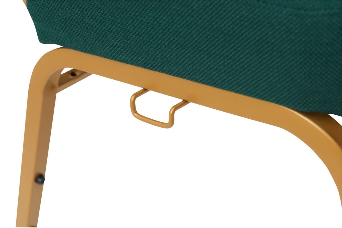 Chivari Green Fabric Church Chair with Cut-Away Back 20.5" Wide Gold Steel Frame CH20GNG-ZF-T