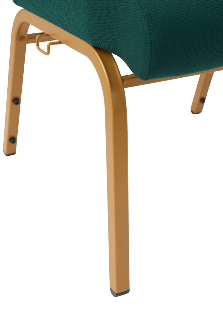 Chivari Green Fabric Church Chair with Cut-Away Back 20.5" Wide Gold Steel Frame CH20GNG-ZF-T