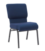 Cobalt Blue Church Chair with White Dot Fabric Cut-Away Back 20.5" Wide Silver Vein Steel Frame