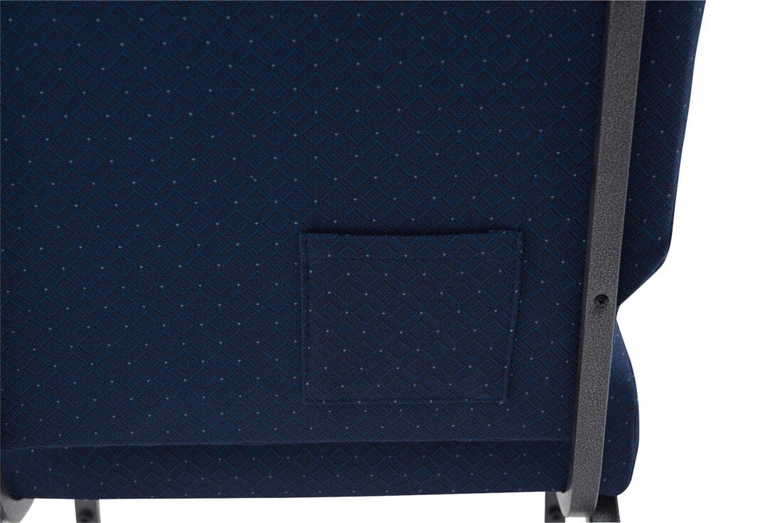 Chivari Cobalt Blue Church Chair with White Dot Fabric Cut-Away Back 20.5" Wide Silver Vein Steel Frame CH20BLSV-ZF-T