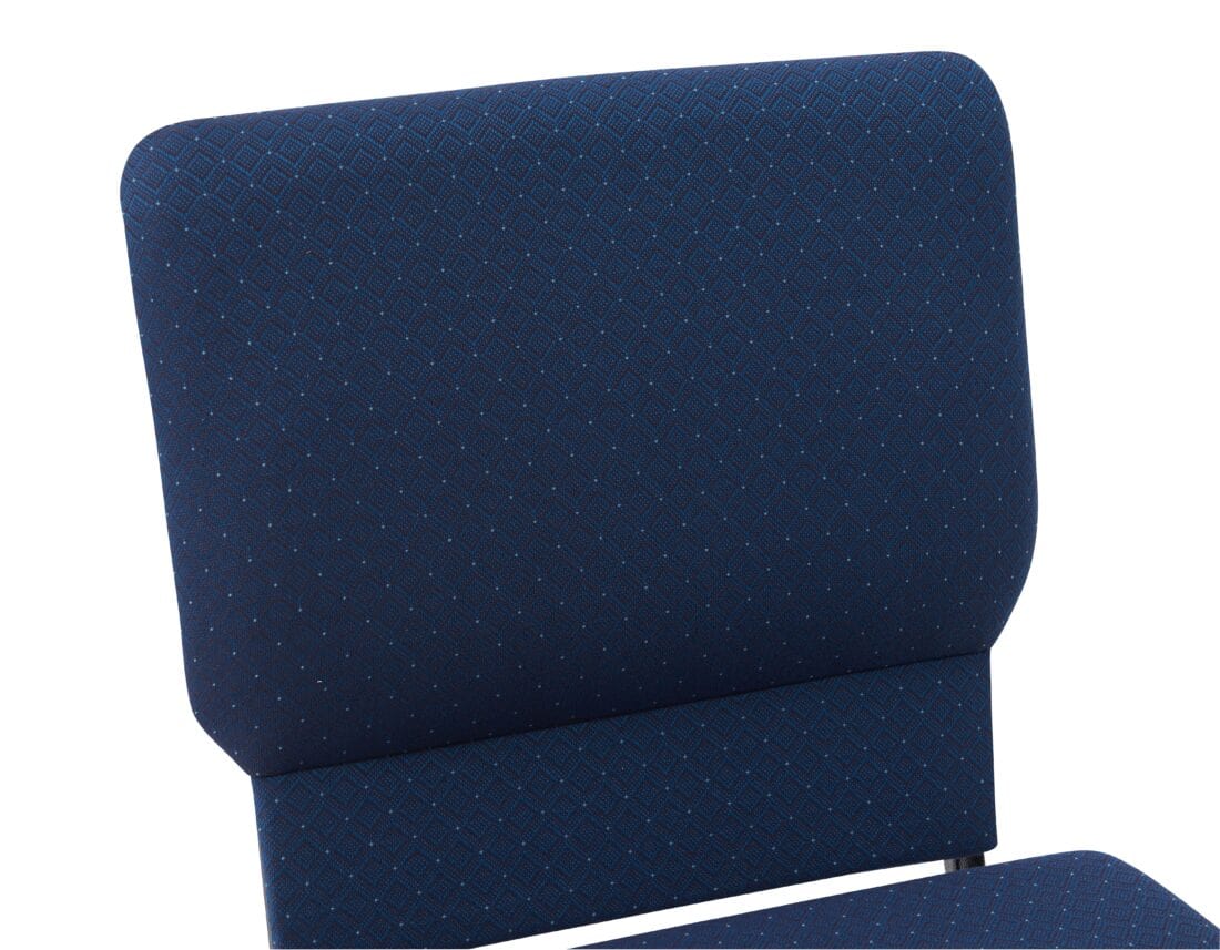 Chivari Cobalt Blue Church Chair with White Dot Fabric Cut-Away Back 20.5" Wide Silver Vein Steel Frame CH20BLSV-ZF-T